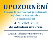 Lázně Bochoř budou od 4. 1. 2021 uzavřeny